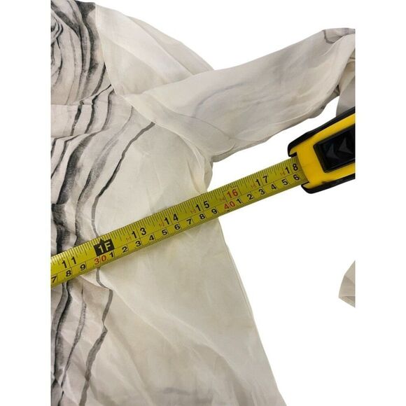 Zara Womens Dress Large L Ecru Black Abstract Midi Long Sleeve 8864/075 NWT - Picture 8 of 10